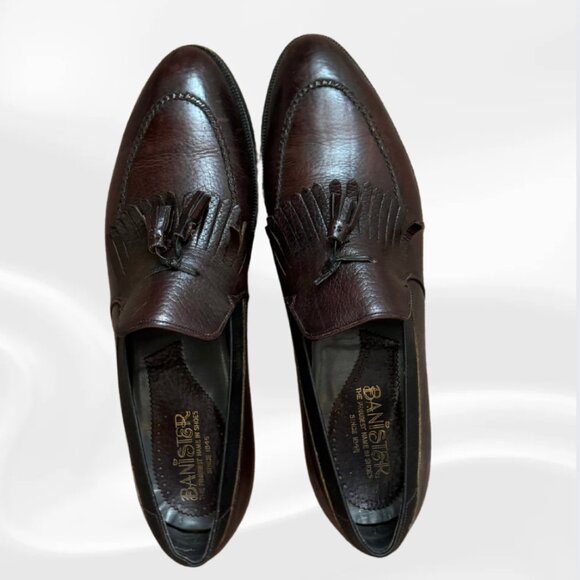 Rare Vintage Banister Tassel Loafers Men’s 10.5B Brown Leather Dress Shoes Made main image 4